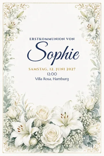 Einladung mit dem Design Weiße Blumen