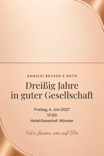 Einladung Firmenfeier, Design Kupferglanz