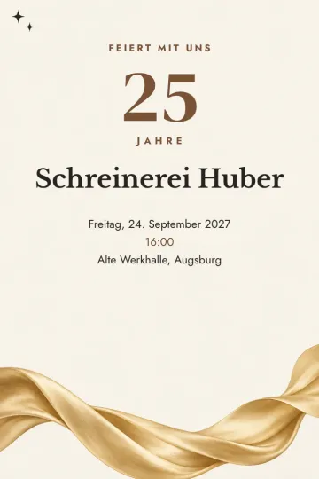 Einladung Firmenfeier, Design Goldene Seide