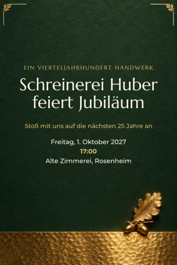 Einladung Firmenfeier, Design Goldenes Eichenlaub