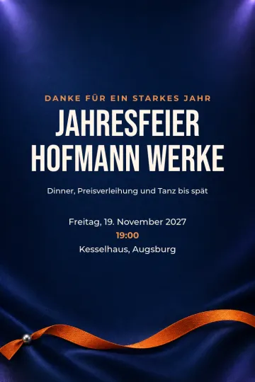 Einladung Firmenfeier, Design Satin und Scheinwerfer