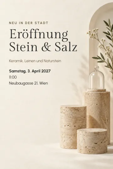 Einladung Firmenfeier, Design Travertin-Sockel