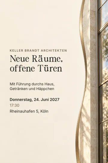 Einladung Firmenfeier, Design Kalksteinfassade