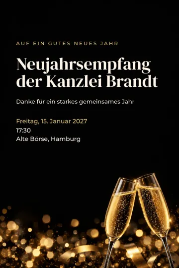Einladung Firmenfeier, Design Klingende Sektflöten