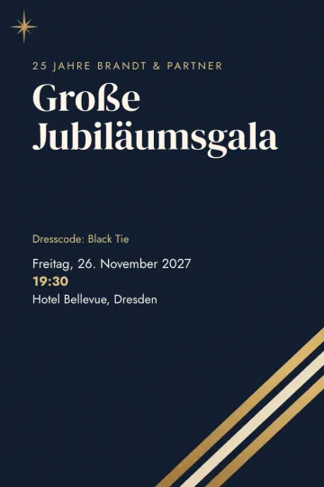 Einladung Firmenfeier, Design Mitternachtsgala