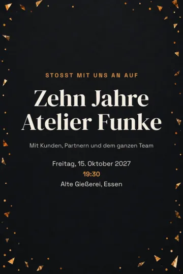 Einladung Firmenfeier, Design Kupferkonfetti