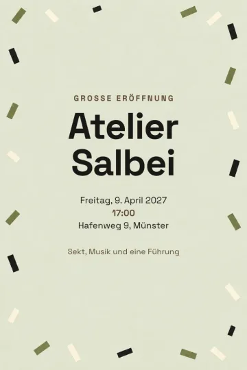 Einladung Firmenfeier, Design Salbeigrünes Konfetti