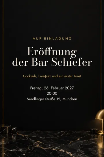 Einladung Firmenfeier, Design Onyx und Messing