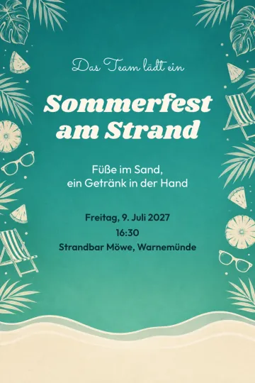 Einladung Firmenfeier, Design Tropenstrand