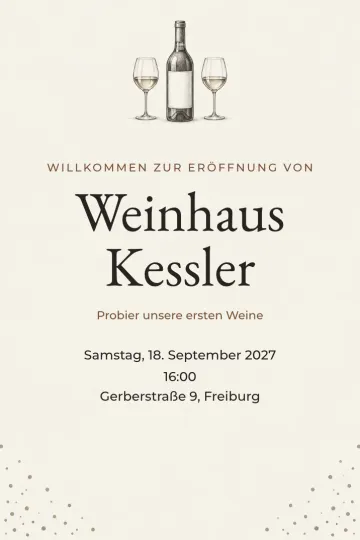 Einladung Firmenfeier, Design Flasche und Gläser