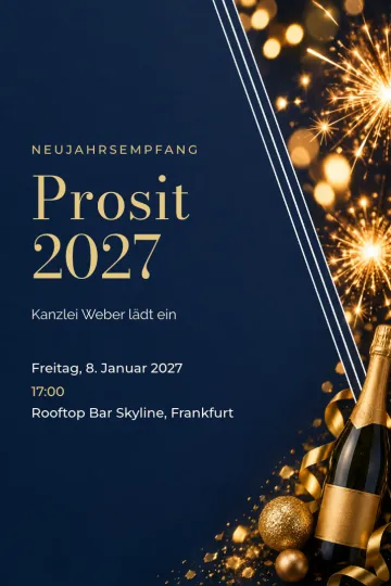 Einladung Firmenfeier, Design Wunderkerzen und Sekt