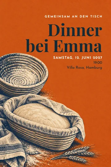 Einladung mit dem Design Teig im Korb