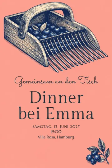 Einladung mit dem Design Gemeinsam Beeren sammeln