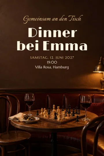 Einladung mit dem Design Schach im Bistro
