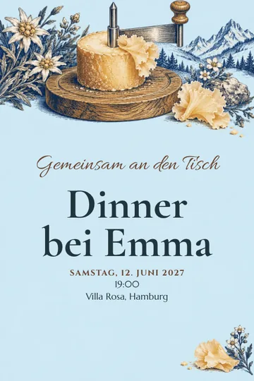 Einladung mit dem Design Käse in Rosetten