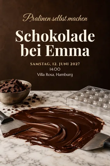 Einladung mit dem Design Schokoladenatelier