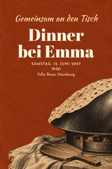 Einladung mit dem Design Brot auf der gewölbten Platte