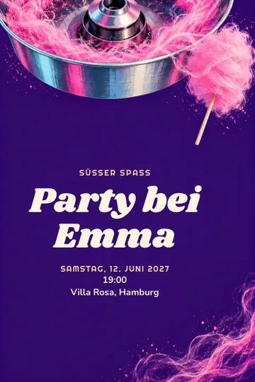 Einladung mit dem Design Zuckerwatte-Atelier