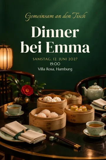 Einladung mit dem Design Dim Sum und Tee
