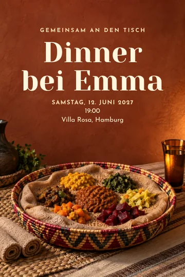 Einladung mit dem Design Gemeinsam um Injera