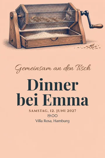 Einladung mit dem Design Mehl durchs Sieb
