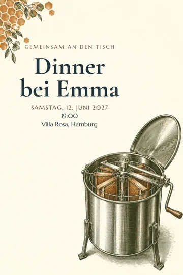Einladung mit dem Design Honig aus der Schleuder