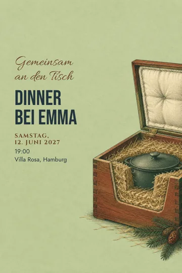 Einladung mit dem Design Warm in der Kochkiste
