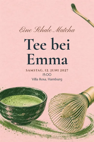 Einladung mit dem Design Matcha-Atelier