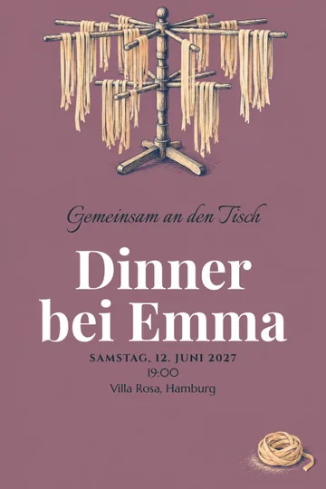 Einladung mit dem Design Pasta in der Luft