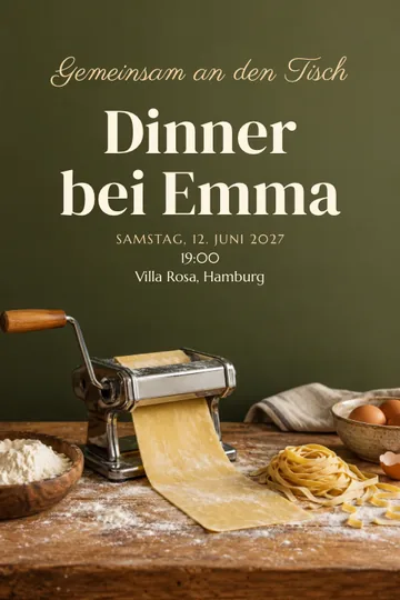 Einladung mit dem Design Gemeinsam Pasta machen