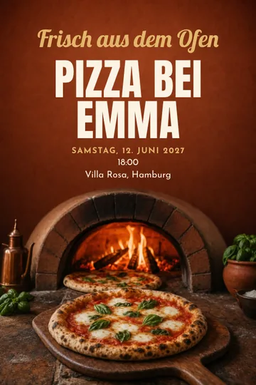 Einladung mit dem Design Pizzaparty