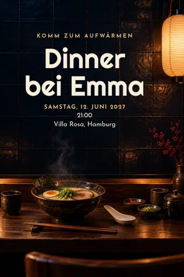 Einladung mit dem Design Ramen um Mitternacht