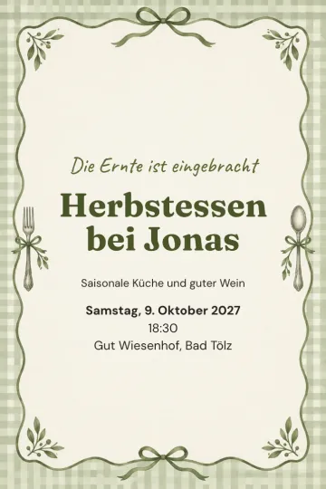 Einladung Essen und Drinks, Design Salbeigrüne Tafel