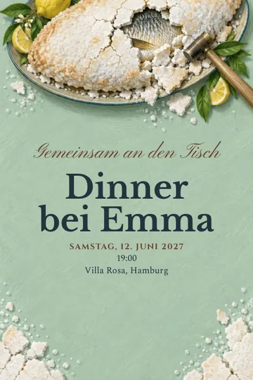 Einladung mit dem Design Fisch in Salzkruste