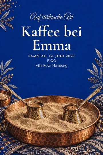 Einladung mit dem Design Kaffee aus dem Sand