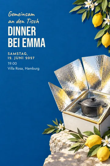 Einladung mit dem Design Kochen mit der Sonne