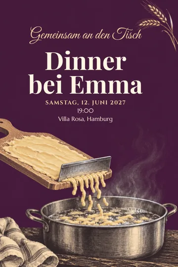 Einladung mit dem Design Spätzle vom Brett
