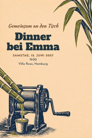 Einladung mit dem Design Zuckerrohrpresse