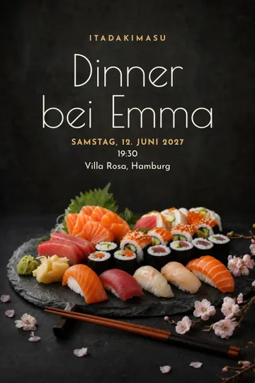 Einladung mit dem Design Sushi-Abend