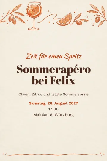 Einladung Essen und Drinks, Design Terrakotta-Terrasse
