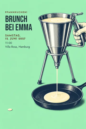 Einladung mit dem Design Pfannkuchen-Atelier