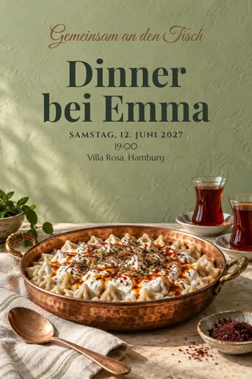 Einladung mit dem Design Türkische Manti