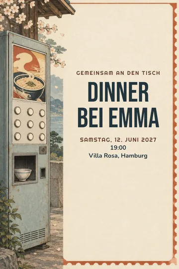 Einladung mit dem Design Dinner aus dem Automaten