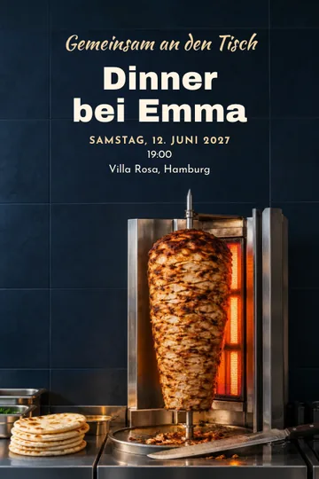 Einladung mit dem Design Am Drehspieß