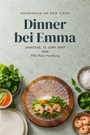 Einladung mit dem Design Frische Rolls machen