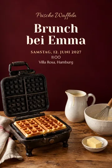 Einladung mit dem Design Waffeln vom Eisen