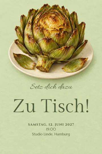 Einladung mit dem Design Grün zu Tisch