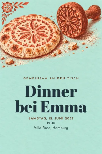 Einladung mit dem Design Brotstempel-Atelier