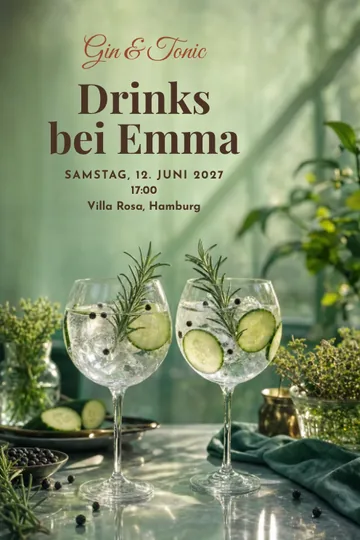 Einladung mit dem Design Gin im Garten