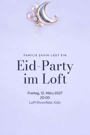 Einladung Feiertage, Design Silberner Mondballon